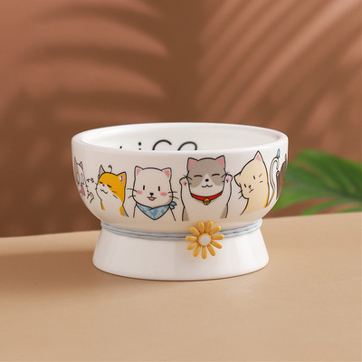 Kaķu jauka bļoda keramikas liela ietilpība mājdzīvnieku barība ūdens barotavas kucēnu suņu dzeršanas ēšanas piederumi