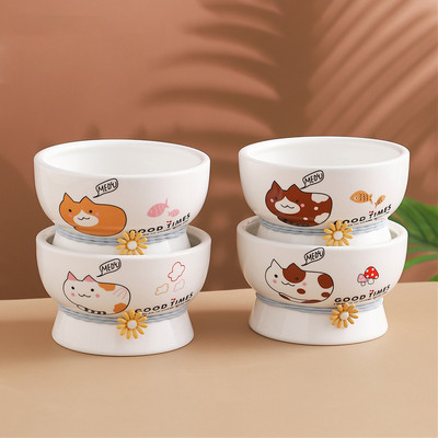 Kaķu jauka bļoda keramikas liela ietilpība mājdzīvnieku barība ūdens barotavas kucēnu suņu dzeršanas ēšanas piederumi