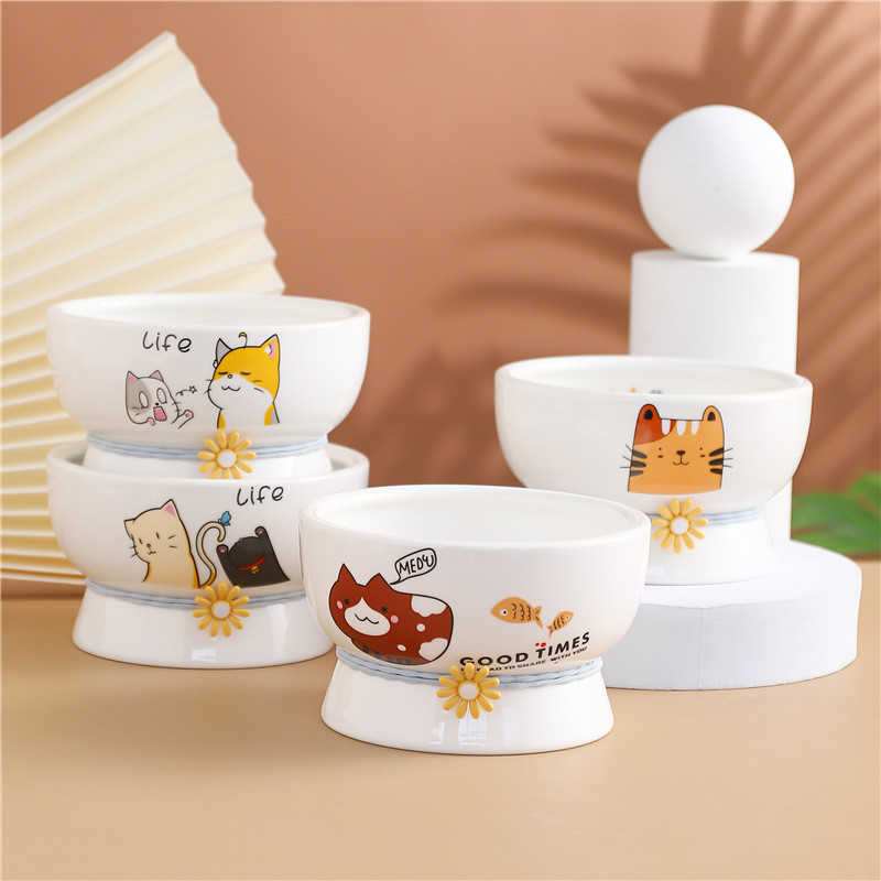 Kaķu jauka bļoda keramikas liela ietilpība mājdzīvnieku barība ūdens barotavas kucēnu suņu dzeršanas ēšanas piederumi