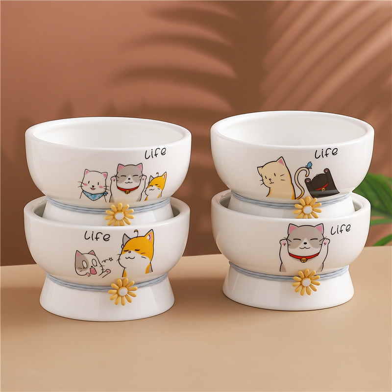 Kaķu jauka bļoda keramikas liela ietilpība mājdzīvnieku barība ūdens barotavas kucēnu suņu dzeršanas ēšanas piederumi