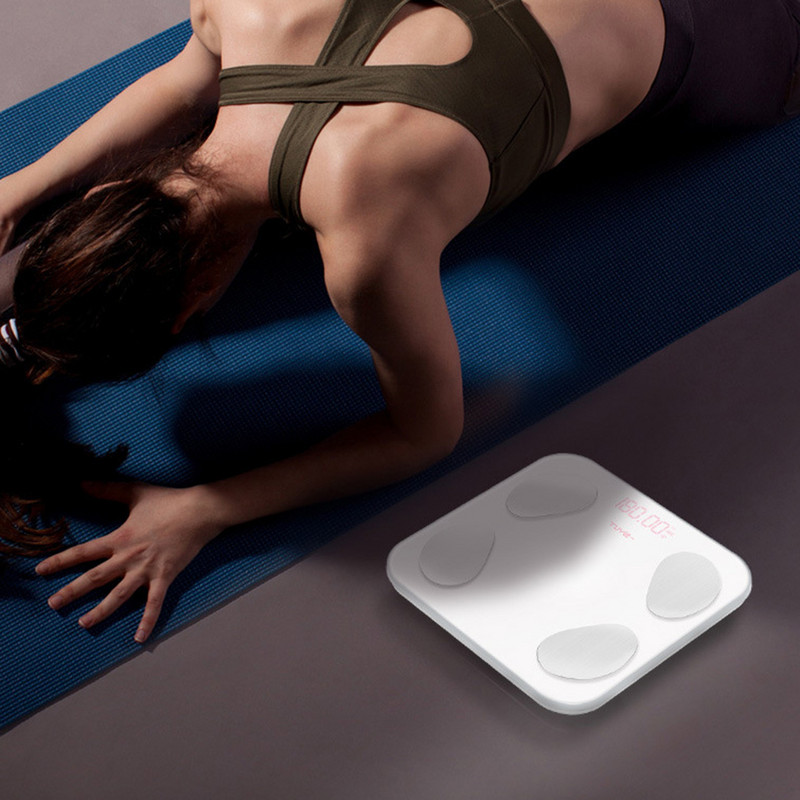 Astoņu elektrodu ķermeņa tauku svari, viedie USB uzlādes LED ekrāna displejs digitālie Bluetooth svari