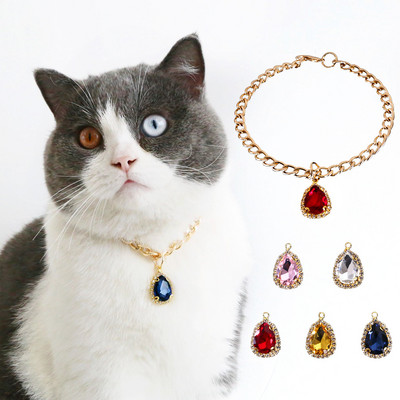 Macskatartozékok Aranyos kristály gyémánt medál nyaklánc macskáknak kiskutya kutya kisállat macska hercegnő születésnapi parti nyaklánc fém nyakörv