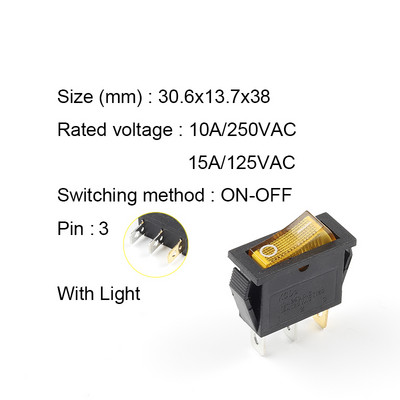5 buc/lot KCD3 cu întrerupător de alimentare 10A 250V AC 15A 125V AC 2/3 pini SPDT KCD3 ON-OFF-ON 2/3 poziții întrerupător basculant pentru barcă