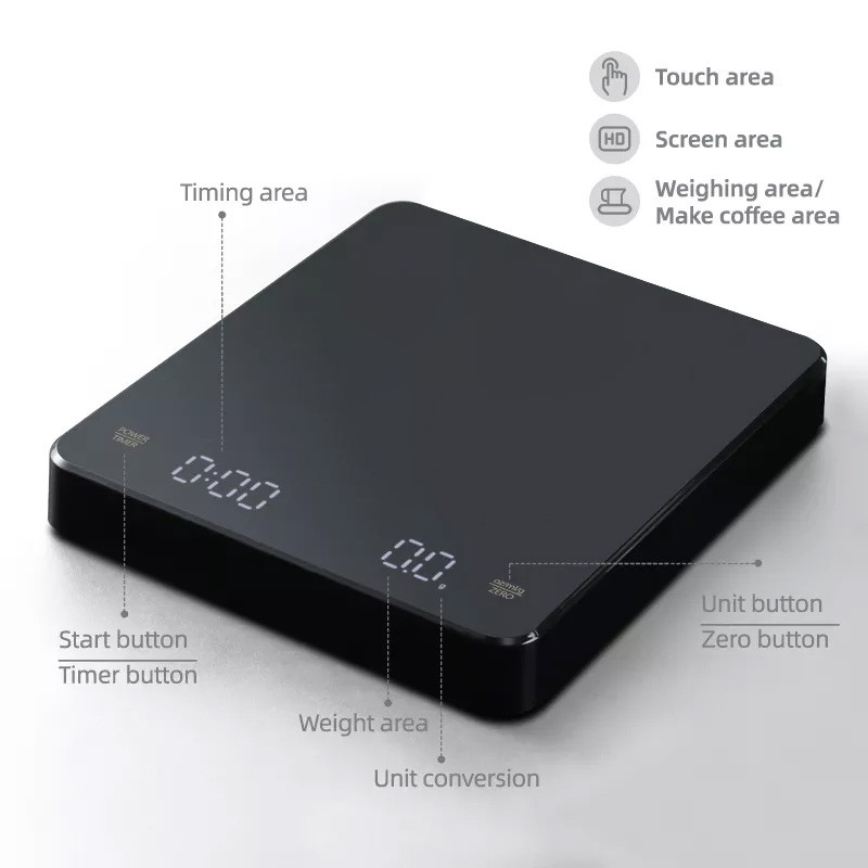 Gudri kafijas svari Virtuves pārtikas svari Digitālie elektroniskie svari ar taimeri Precīzi juvelierizstrādājumu svari Mini mājsaimniecības svari