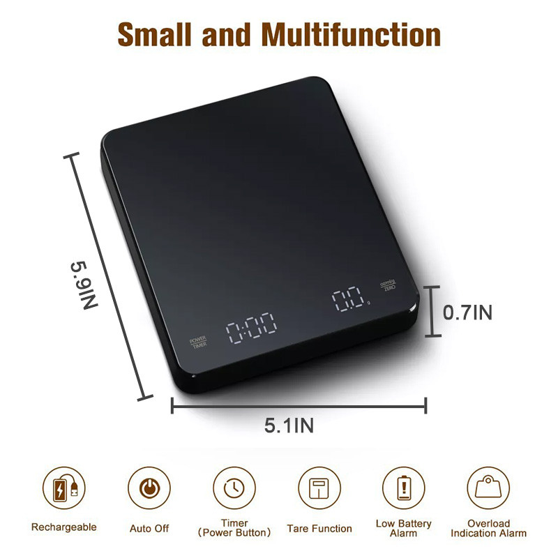 Gudri kafijas svari Virtuves pārtikas svari Digitālie elektroniskie svari ar taimeri Precīzi juvelierizstrādājumu svari Mini mājsaimniecības svari