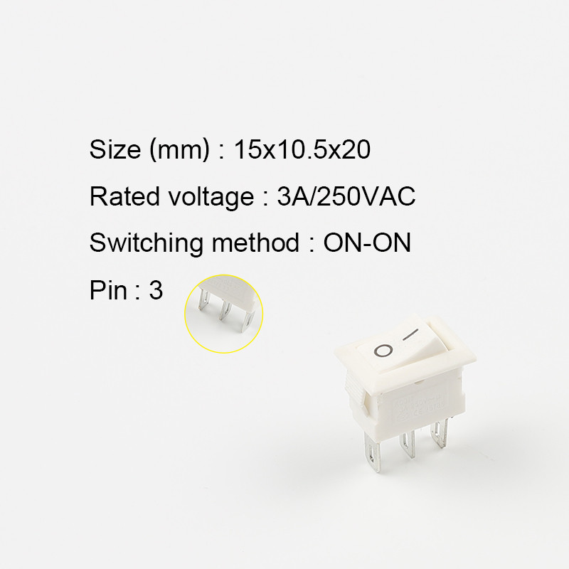 10 tk/partii KCD11 3 kontaktiga 10x15 mm sisselükatav nupplüliti 3A/250V mini SPST 2/3 asendiga paadi klahvlülitid