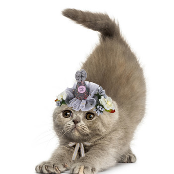 1 τεμ. Δαντέλα για κατοικίδια Δαντέλα Δαντέλα Διακόσμηση λουλουδιών Καπέλο γάτας Κάλυμμα κεφαλής γάτας Προμήθειες για κατοικίδια Αξεσουάρ μαλλιών Κοστούμι για πάρτι