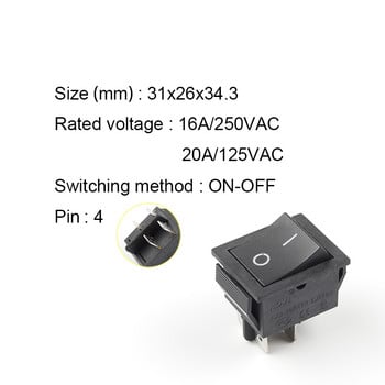 1 ΤΕΜ KCD4 4 pin Latching Rocker Switch ON-OFF Ηλεκτρικός εξοπλισμός 2 θέσεων με διακόπτη Light Power 16A 250VAC/ 20A 125VAC