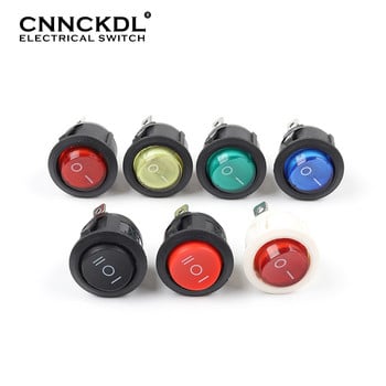 5 ΤΕΜ KCD1 23mm Round Rocker Switch 2/3Pin ON-OFF-ON 2/3 Position 6A/250VAC 10A/125VAC SPST LED Push Button Switch with Light