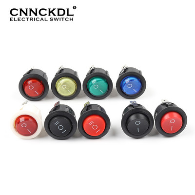 5 ΤΕΜ KCD1 23mm Round Rocker Switch 2/3Pin ON-OFF-ON 2/3 Position 6A/250VAC 10A/125VAC SPST LED Push Button Switch with Light