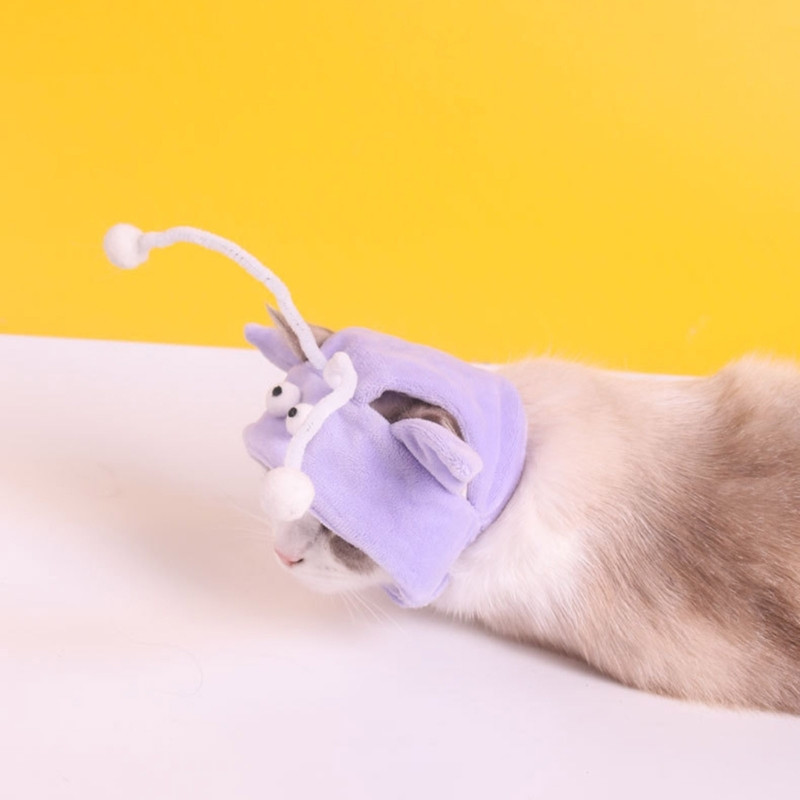 Ziemassvētku mājdzīvnieku cepure Jauka briesmoņa formas cepure sunim, kaķim saģērbšanās piederumi Jauki rudens ziemas apģērbi mājdzīvnieku aksesuāri Y5GB