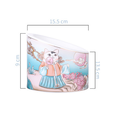 Kaķu keramikas bļoda ķīniešu stila mājdzīvnieks, paaugstināts dzeramais ēšanas barotavas Mazie suņi Augstas bāzes barība Ūdens piederumi