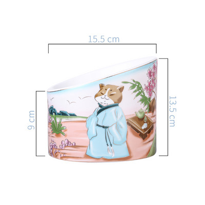 Kaķu keramikas bļoda ķīniešu stila mājdzīvnieks, paaugstināts dzeramais ēšanas barotavas Mazie suņi Augstas bāzes barība Ūdens piederumi