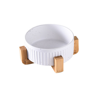 850 ml kassi topeltkeraamilised kausid lemmikloomatoidud, veesöötmistarbed väikestele keskmistele koertele, puidust alusega joogisöötur