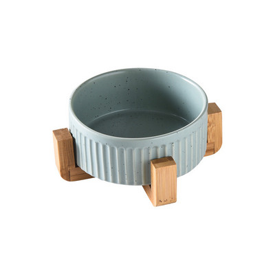 850 ml kassi topeltkeraamilised kausid lemmikloomatoidud, veesöötmistarbed väikestele keskmistele koertele, puidust alusega joogisöötur