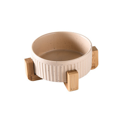 850 ml kassi topeltkeraamilised kausid lemmikloomatoidud, veesöötmistarbed väikestele keskmistele koertele, puidust alusega joogisöötur