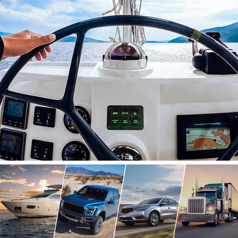 Autopaadi klahvlüliti 12V 24V surunupp veekindel meresõiduki lüliti 20A valgustusega riba SISSE VÄLJAS 5 kontaktiga ATV RV auto veokile