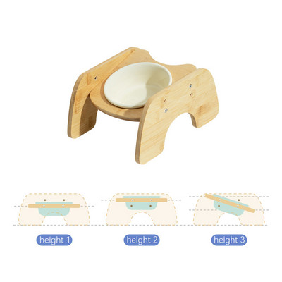 Kassi topelttoiduga veekausid kõrgendatud lemmiklooma joomine söötmiskauss puidust alusega Väikese koera reguleeritava söötja nõudekauss