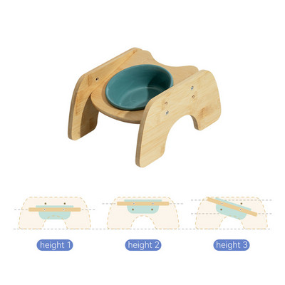 Kassi topelttoiduga veekausid kõrgendatud lemmiklooma joomine söötmiskauss puidust alusega Väikese koera reguleeritava söötja nõudekauss