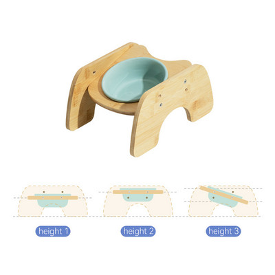Kassi topelttoiduga veekausid kõrgendatud lemmiklooma joomine söötmiskauss puidust alusega Väikese koera reguleeritava söötja nõudekauss