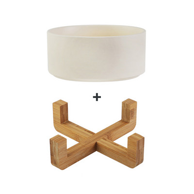 950 ml kassi keraamiline toidukauss kõrgendatud koera veega toitmise tarvikud Lemmikloomajoogi sööginõu puidust alusega