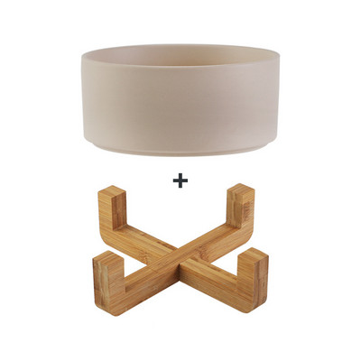 950 ml kassi keraamiline toidukauss kõrgendatud koera veega toitmise tarvikud Lemmikloomajoogi sööginõu puidust alusega