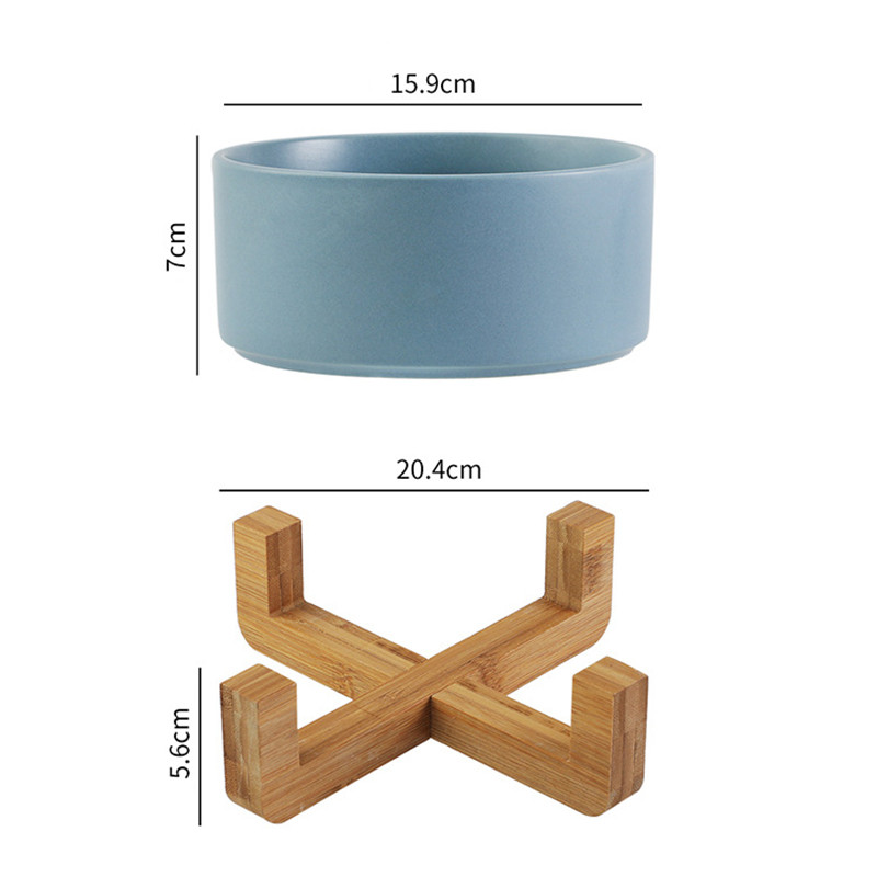 950 ml kassi keraamiline toidukauss kõrgendatud koera veega toitmise tarvikud Lemmikloomajoogi sööginõu puidust alusega