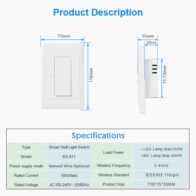 WiFi valguslüliti Tuya nutikas seinavajutusnupuga katkestuslülitid 110-240V 1/2/3Gang füüsiline lambilüliti neutraaltraat valikuline