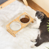 Kassi topeltklaaskausid kõrgendatud lemmikloomatoidu veesöötjad väikesed koerad joovad söömistarvikud 300 ml 600 ml 800 ml