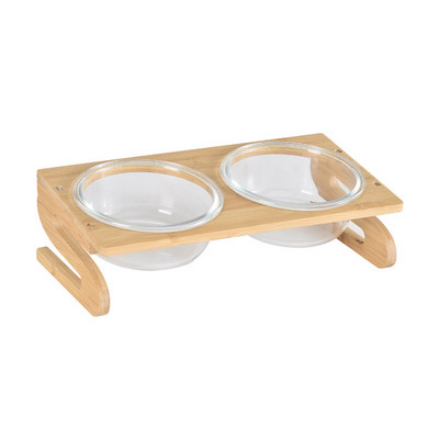 Kassi topeltklaaskausid kõrgendatud lemmikloomatoidu veesöötjad väikesed koerad joovad söömistarvikud 300 ml 600 ml 800 ml