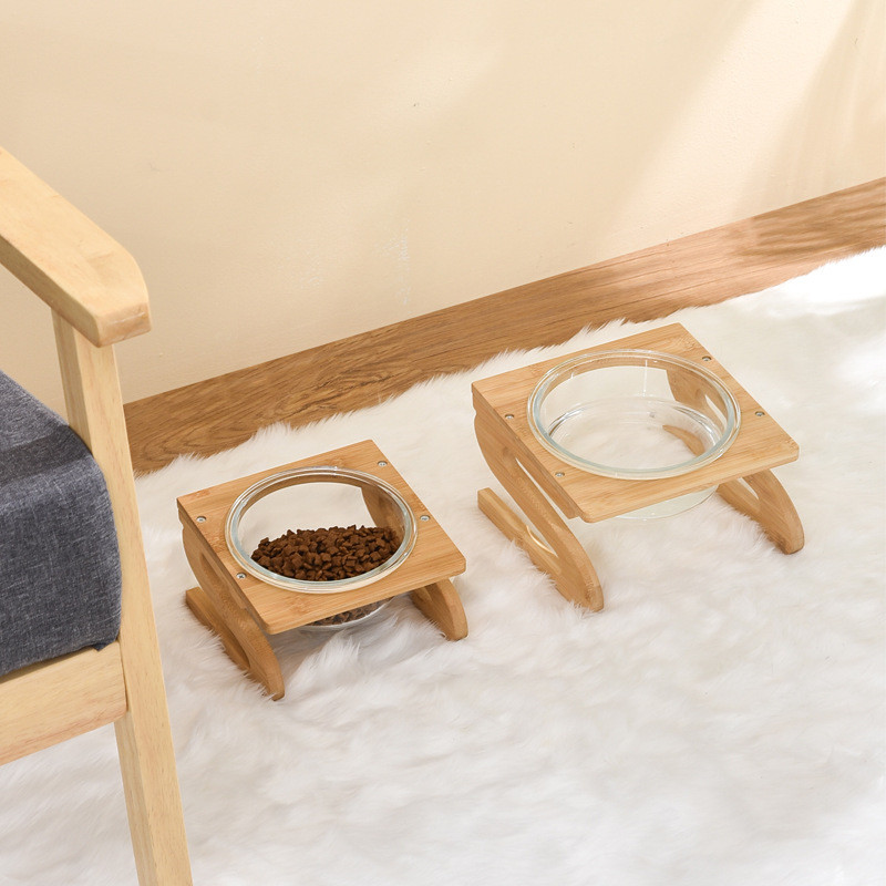 Kassi topeltklaaskausid kõrgendatud lemmikloomatoidu veesöötjad väikesed koerad joovad söömistarvikud 300 ml 600 ml 800 ml