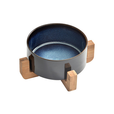 1800 ml kaķu keramikas bļoda mājdzīvnieku dubultā dzeramā barotava ar koka statīvu Nordic Dogs Barība Ūdens barošanas piederumi