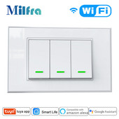 Milfra Wifi Switch IT Standard Wireless Smart Home Switches Modul automatizacije 1/2/3 Gang Tuya Smart Life App Glasovna kontrola