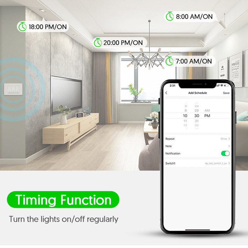 Milfra Wifi Switch IT Standard Wireless Smart Home Switches Modul automatizacije 1/2/3 Gang Tuya Smart Life App Glasovna kontrola