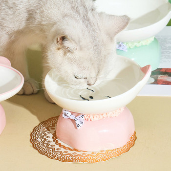 Ανυψωμένο κεραμικό μπολ για γάτα Μικρά σκυλιά Μεγάλης διαμέτρου Τροφή Νερού Ταΐστρες για κατοικίδια Προμήθειες τροφοδοσίας κατά της ανατροπής