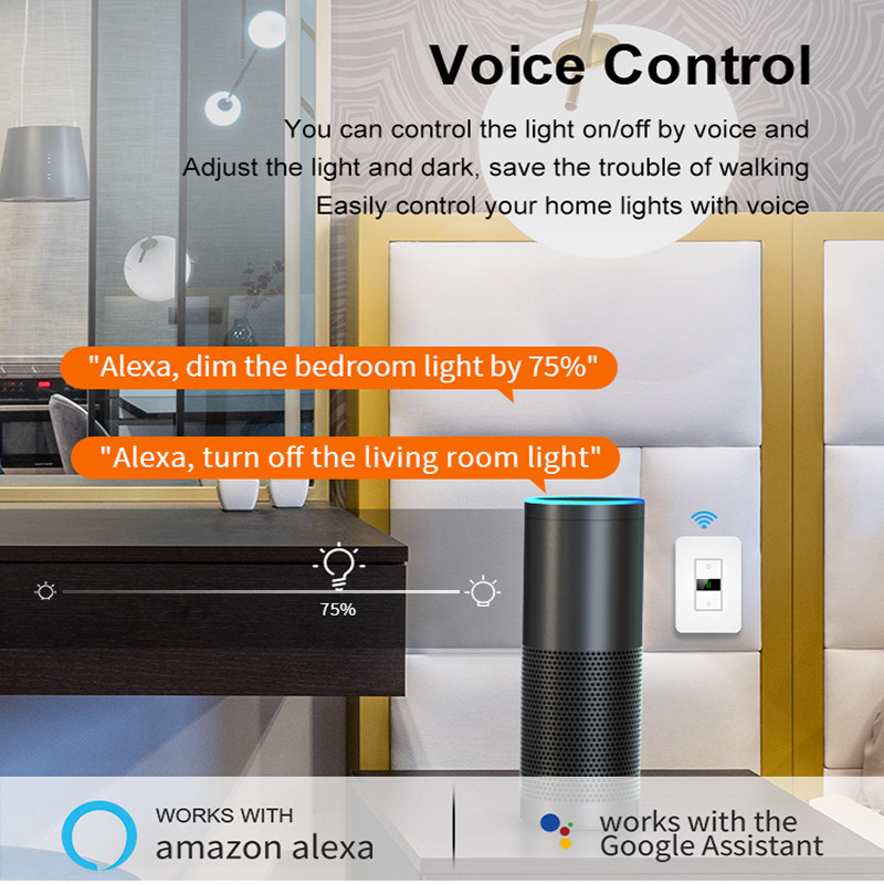 Milfra Tuya Smart WiFi Dimmer Switch US Wall LED Touch Switches Potrebna neutralna žica APP Glasovna kontrola putem Google Home Alexa