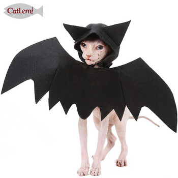 ΦΥΤΙΛΙ ΚΑΙ ΤΑ ΚΑΤΟΙΚΙΑ ΤΟΥ Halloween Pet Bat Wings Μαύρα δροσερά σκυλιά γάτα καπέλο νυχτερίδα ελαφριά μεταμφίεση