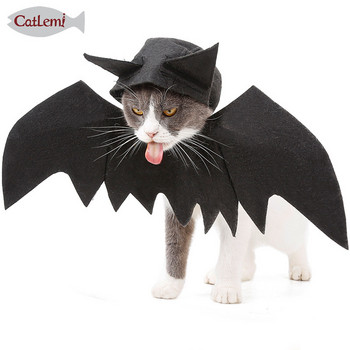 ΦΥΤΙΛΙ ΚΑΙ ΤΑ ΚΑΤΟΙΚΙΑ ΤΟΥ Halloween Pet Bat Wings Μαύρα δροσερά σκυλιά γάτα καπέλο νυχτερίδα ελαφριά μεταμφίεση
