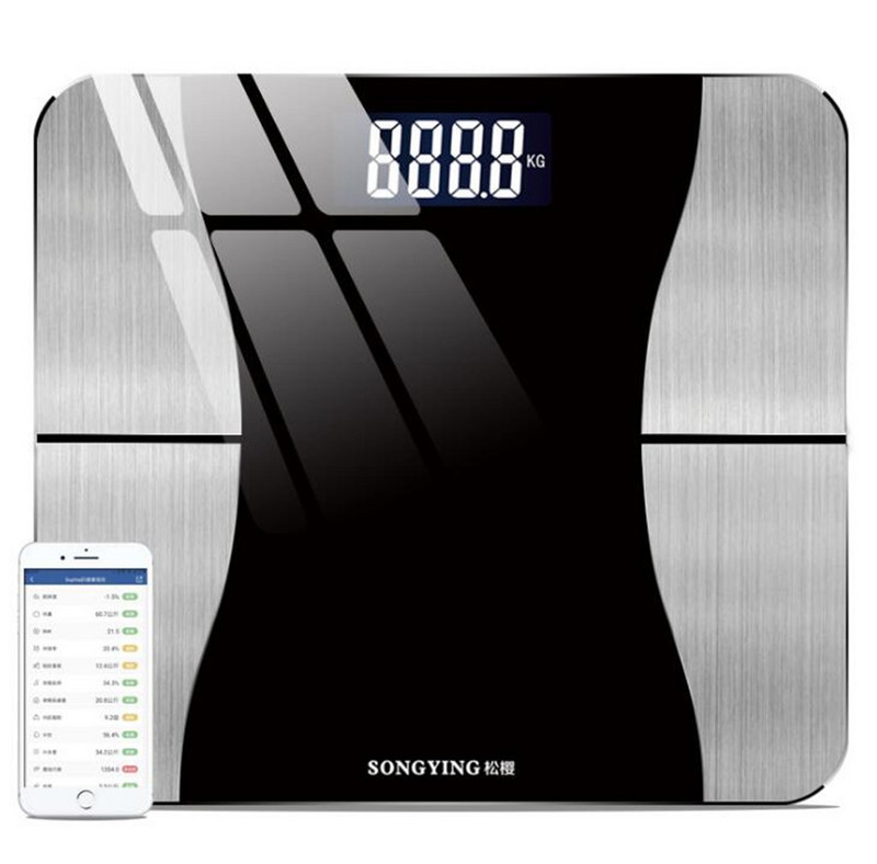 Kehakoostise analüsaator nutitelefoni rakendusega Bluetoothi keharasvakaal Nutikas täpne juhtmevaba digitaalne vannitoa kaalu kaal