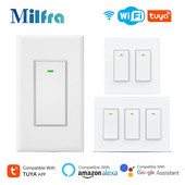 1/2/3 Gang USA WiFi-lüliti Tuya nutikas seinavalgusti nupu lüliti, vajalik neutraalne juhe 15A LED-lampide lülitid hääljuhtimine