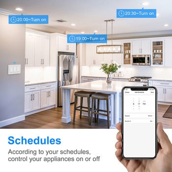 1/2/3 Διακόπτης Wifi Gang US Tuya Κουμπί έξυπνου φωτιστικού τοίχου Απαιτείται ουδέτερο καλώδιο 15A Διακόπτες λυχνίας LED Φωνητικός έλεγχος