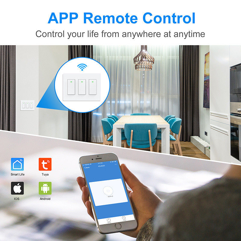 1/2/3 Gang USA WiFi-lüliti Tuya nutikas seinavalgusti nupu lüliti, vajalik neutraalne juhe 15A LED-lampide lülitid hääljuhtimine