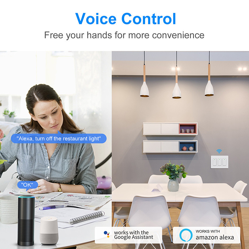 1/2/3 Gang USA WiFi-lüliti Tuya nutikas seinavalgusti nupu lüliti, vajalik neutraalne juhe 15A LED-lampide lülitid hääljuhtimine