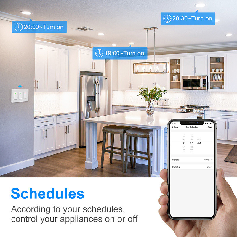 1/2/3 Gang USA WiFi-lüliti Tuya nutikas seinavalgusti nupu lüliti, vajalik neutraalne juhe 15A LED-lampide lülitid hääljuhtimine