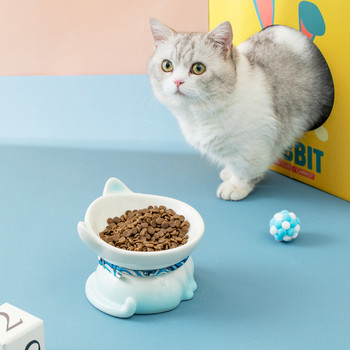 Γάτα κεραμικό μπολ Raised Χαριτωμένα τροφή για κατοικίδια Ταΐστρες νερού Μικρά σκυλιά που πίνουν μπολ φαγητού Ανυψωμένα αξεσουάρ ταΐσματος για γάτες