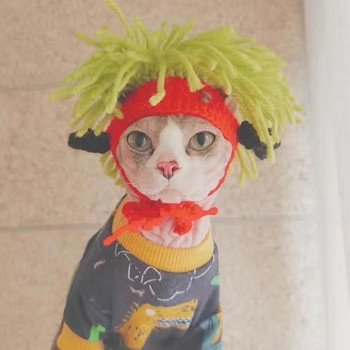 Χειροποίητο καπέλο γάτας Punk Funny άτριχο καπέλο γάτας Sphinx Καπέλα κεφαλής γάτας για γάτες Αξεσουάρ για γάτες Προμήθειες για Cat Cosplay