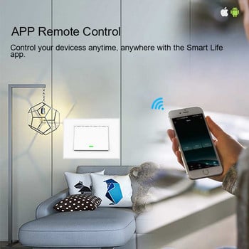 Tuya WiFi Smart Button Switch No / With Neutral Wire Προαιρετικοί 1/2/3 Gang Wall Light Switches Work with Google Home Alexa