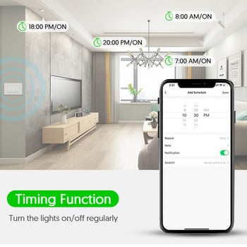 Tuya WiFi Smart Button Switch No / With Neutral Wire Προαιρετικοί 1/2/3 Gang Wall Light Switches Work with Google Home Alexa