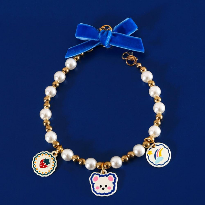 Lemmikloomade ehted kaelakee Stiilne vaik lemmiklooma kaelakee Armas võltspärl lemmiklooma kassi kaelakee foto rekvisiit lemmiklooma toode