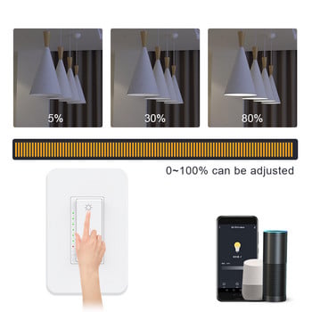 Milfra Tuya WiFi Dimmer Light Switch 3 Way One-key Smart Dimmable Switches Τηλεχειριστήριο φωνής Λειτουργεί με Alexa Google Home